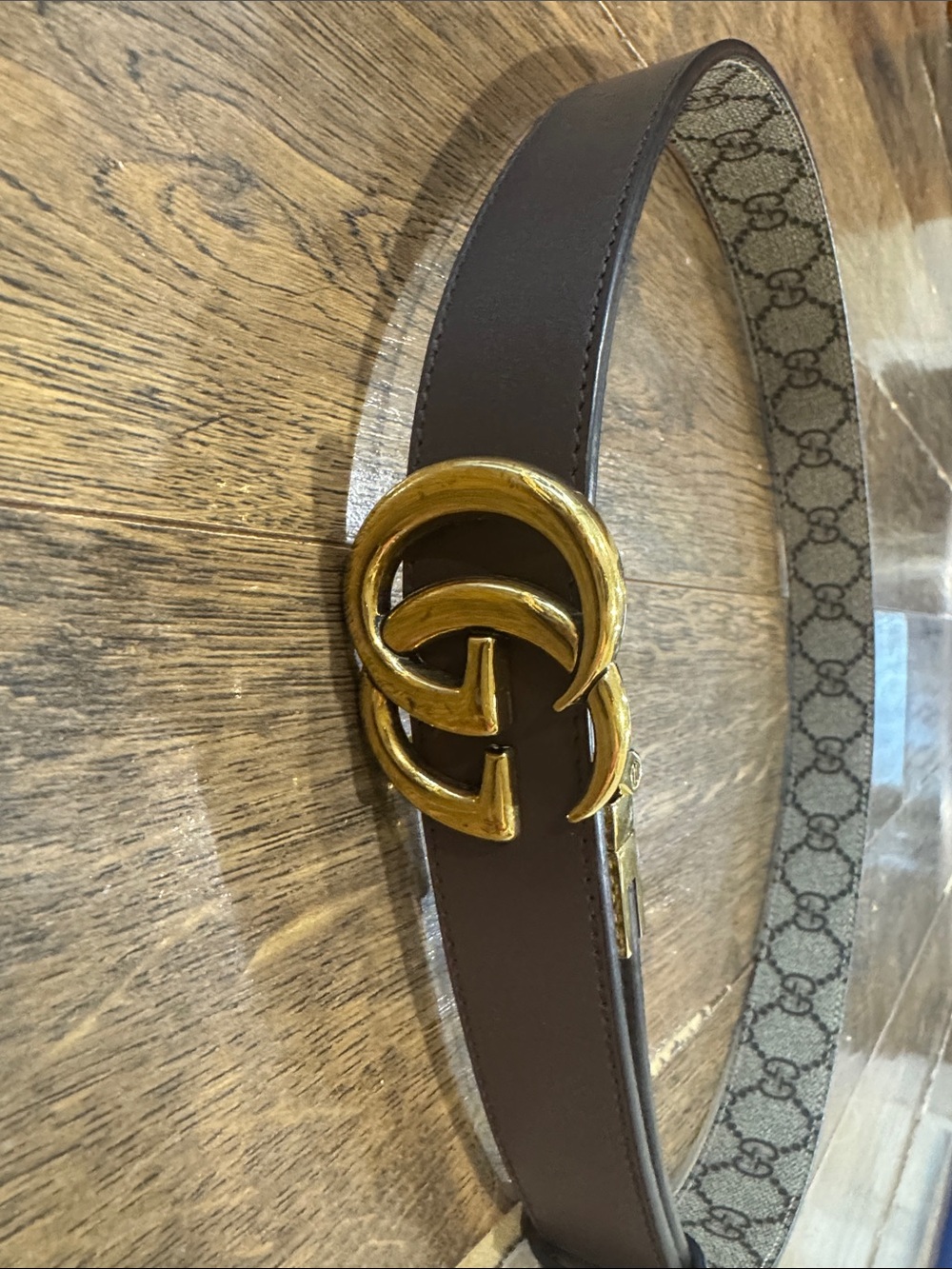 Gucci GG Supreme Monogram Belt with Gold Double G Buckle - Picture 6 of 11